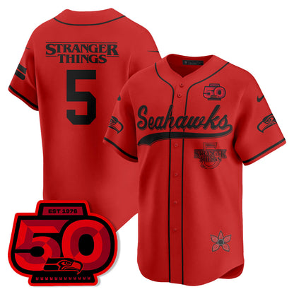 Seattle Seahawks Stranger Things Vapor Limited Baseball Jersey - All Stitched
