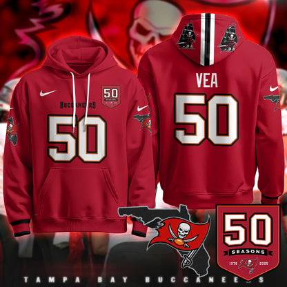 Tampa Bay Buccaneers Creamsicle Throwback Hoodie - 50th Season Patch - All Stitched