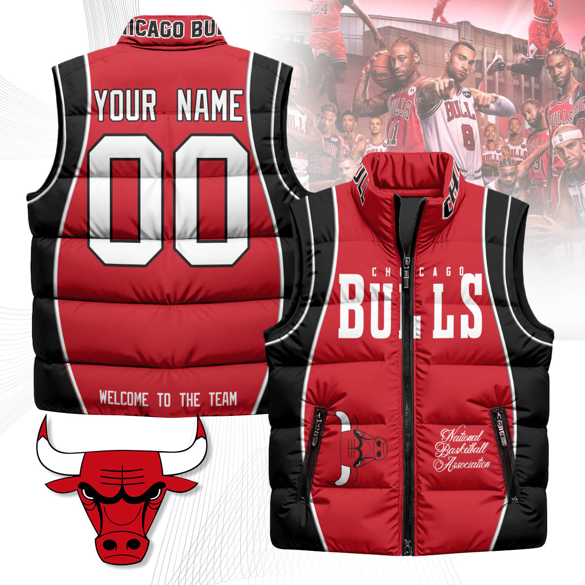 Chicago Bulls Unisex Custom Puffer Vest