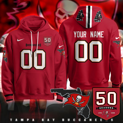 Tampa Bay Buccaneers Creamsicle Custom Hoodie - 50th Season Patch - All Stitched