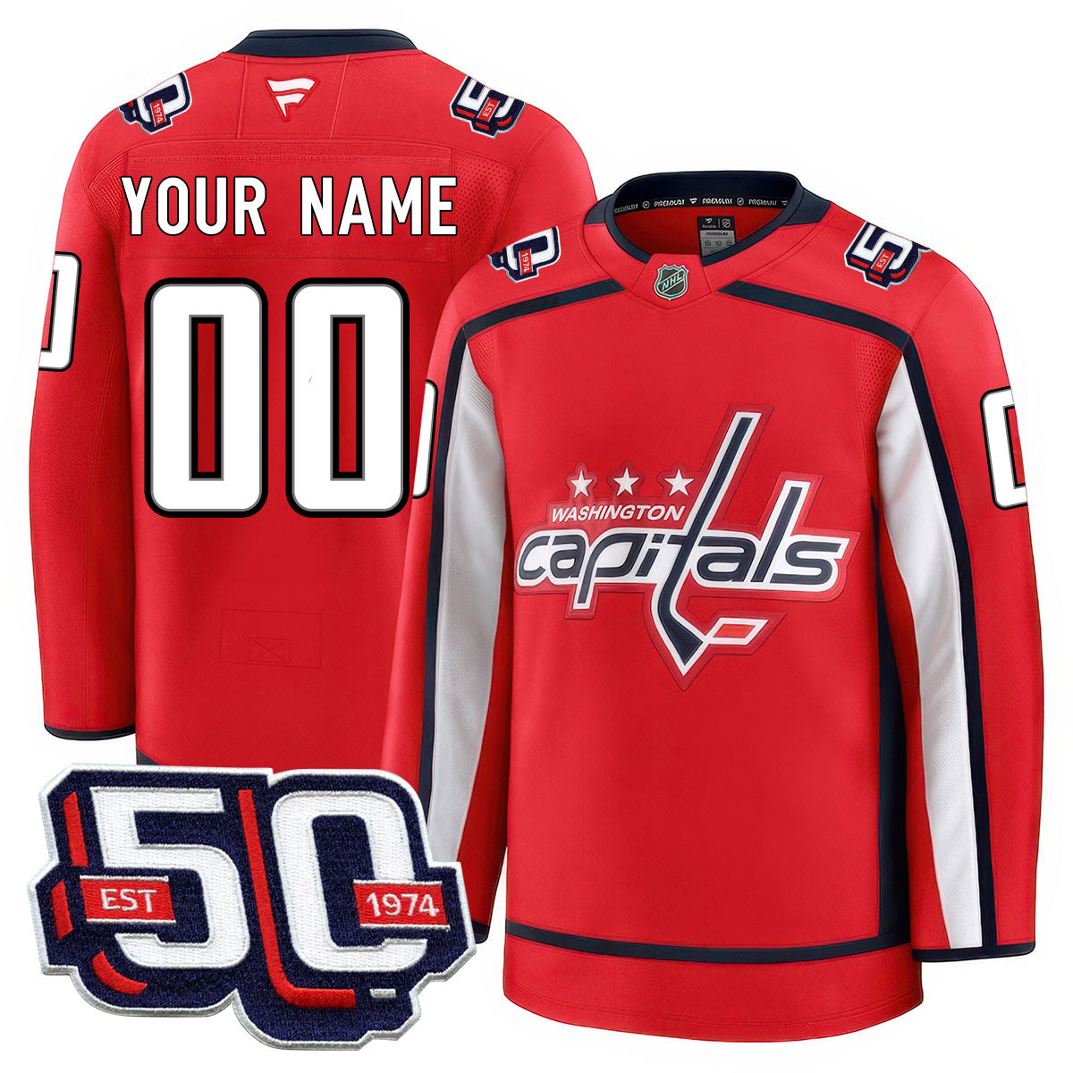 Washington Capitals 50th Anniversary Premium Custom Jersey - All Stitched