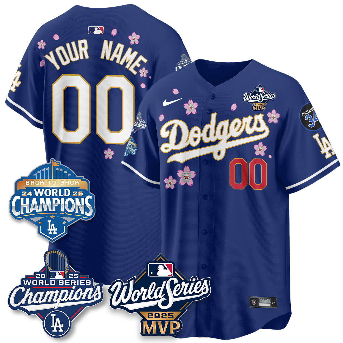 Yoshinobu Yamamoto LAD 2025 World Series MVP Custom Jersey - All Stitched