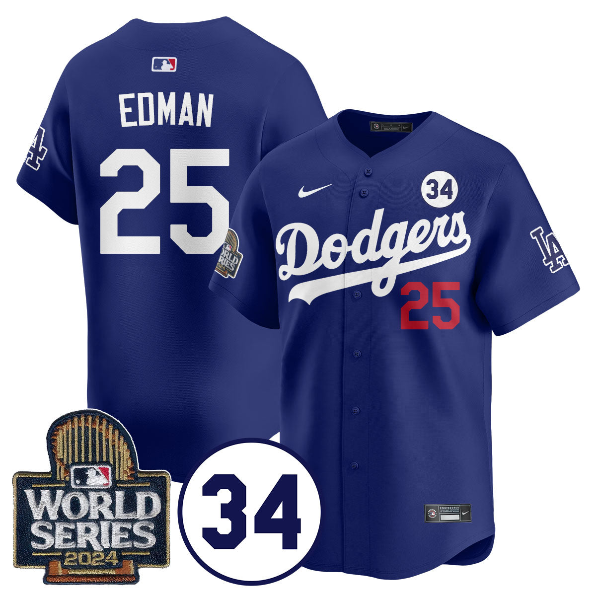 Dodgers World Series - Fernando Valenzuela Memorial Jersey - All Stitched