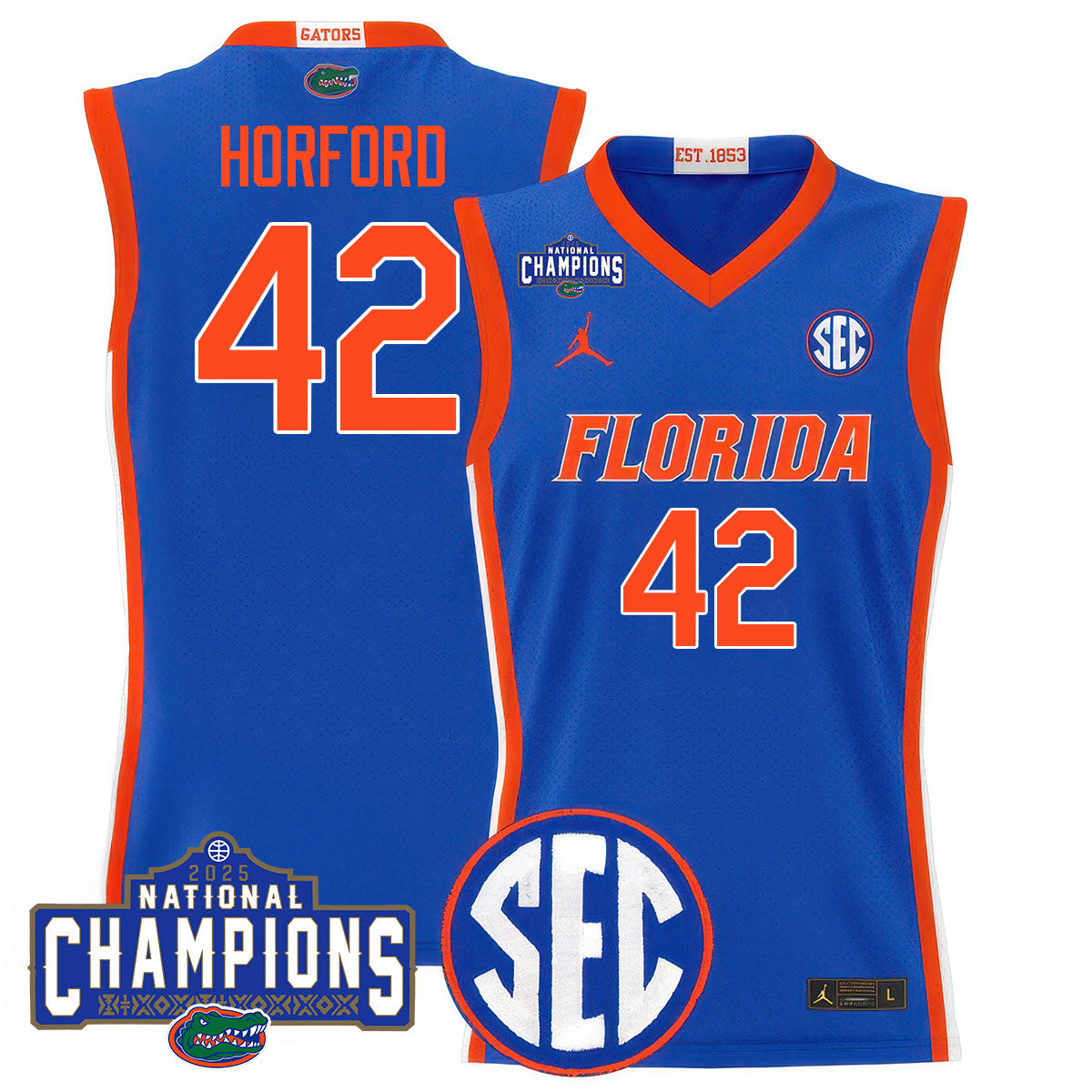 Florida Gators 2025 National Champions Basketball Jersey - All Stitched