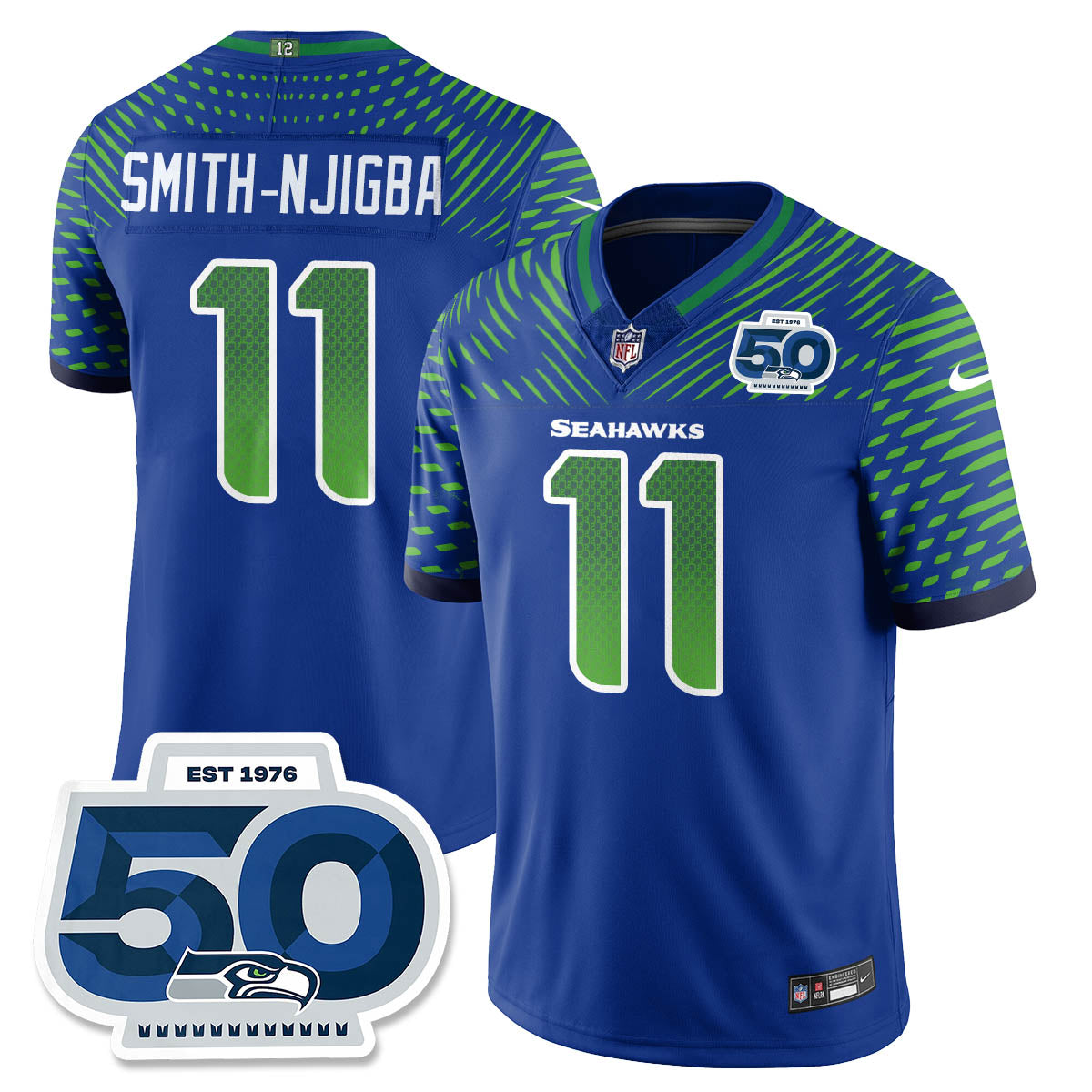 Seattle Seahawks 2025 "Rivalries" 50th Season Patch Vapor Limited Jersey - All Stitched