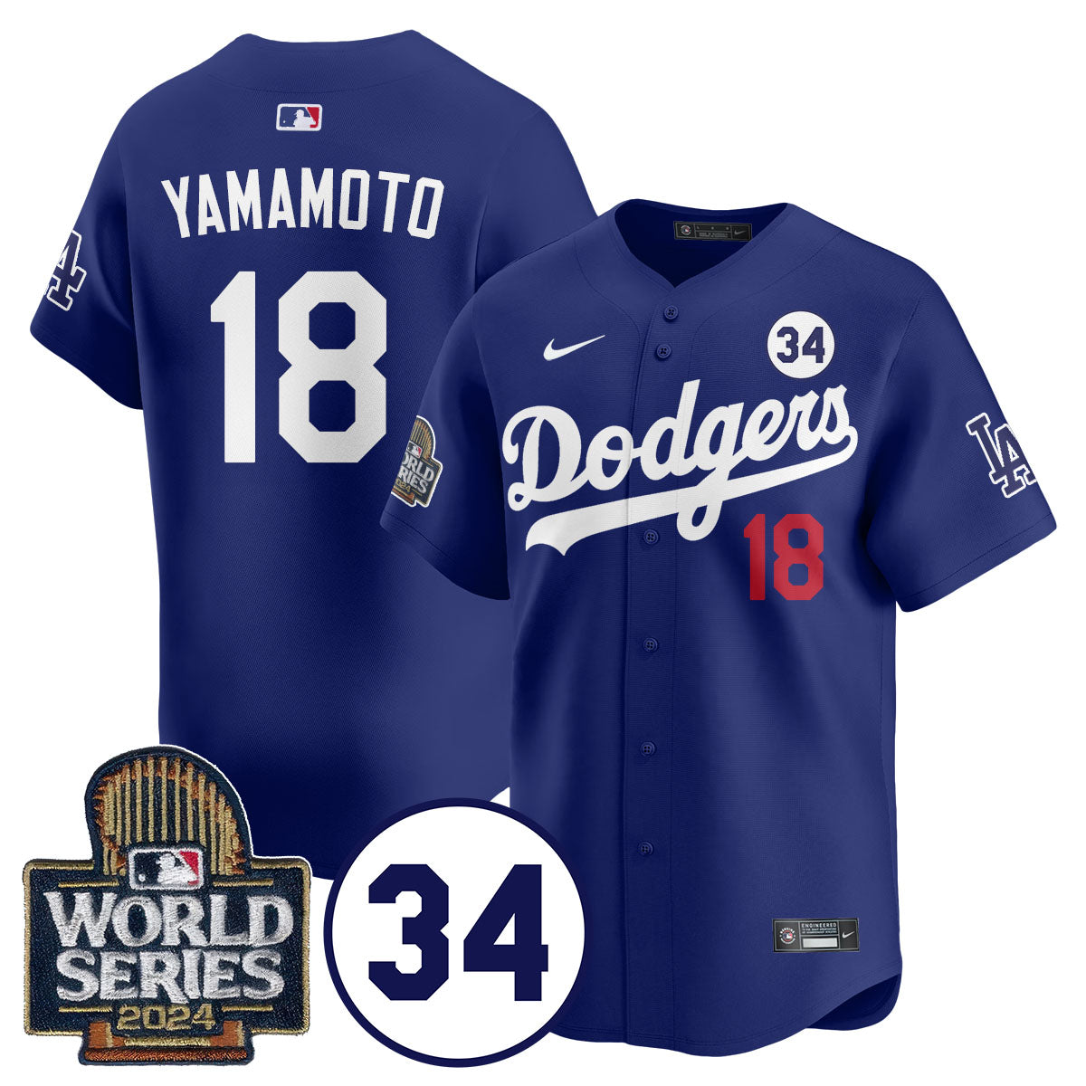 Dodgers World Series - Fernando Valenzuela Memorial Jersey - All Stitched