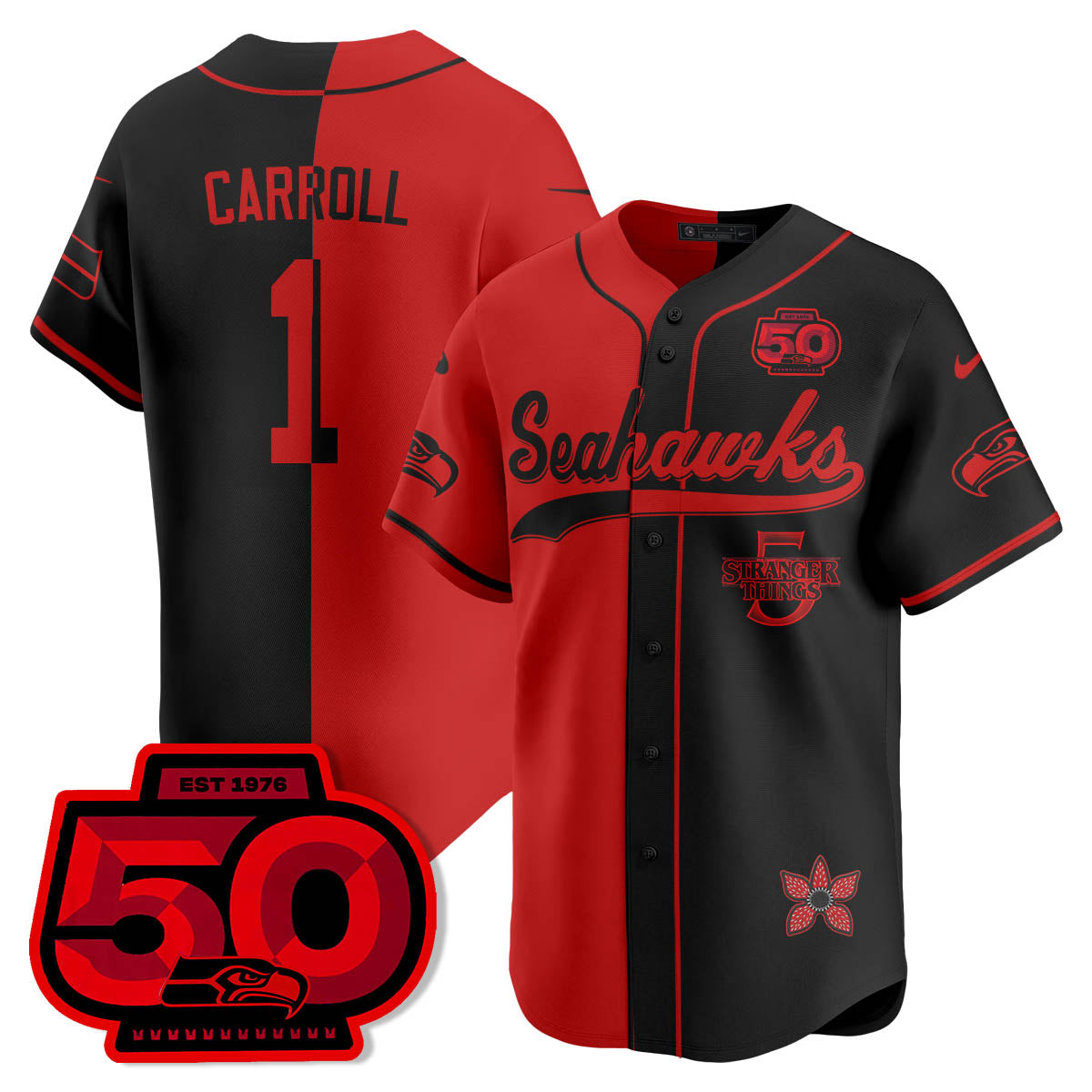 Seattle Seahawks Stranger Things Vapor Limited Baseball Jersey - All Stitched