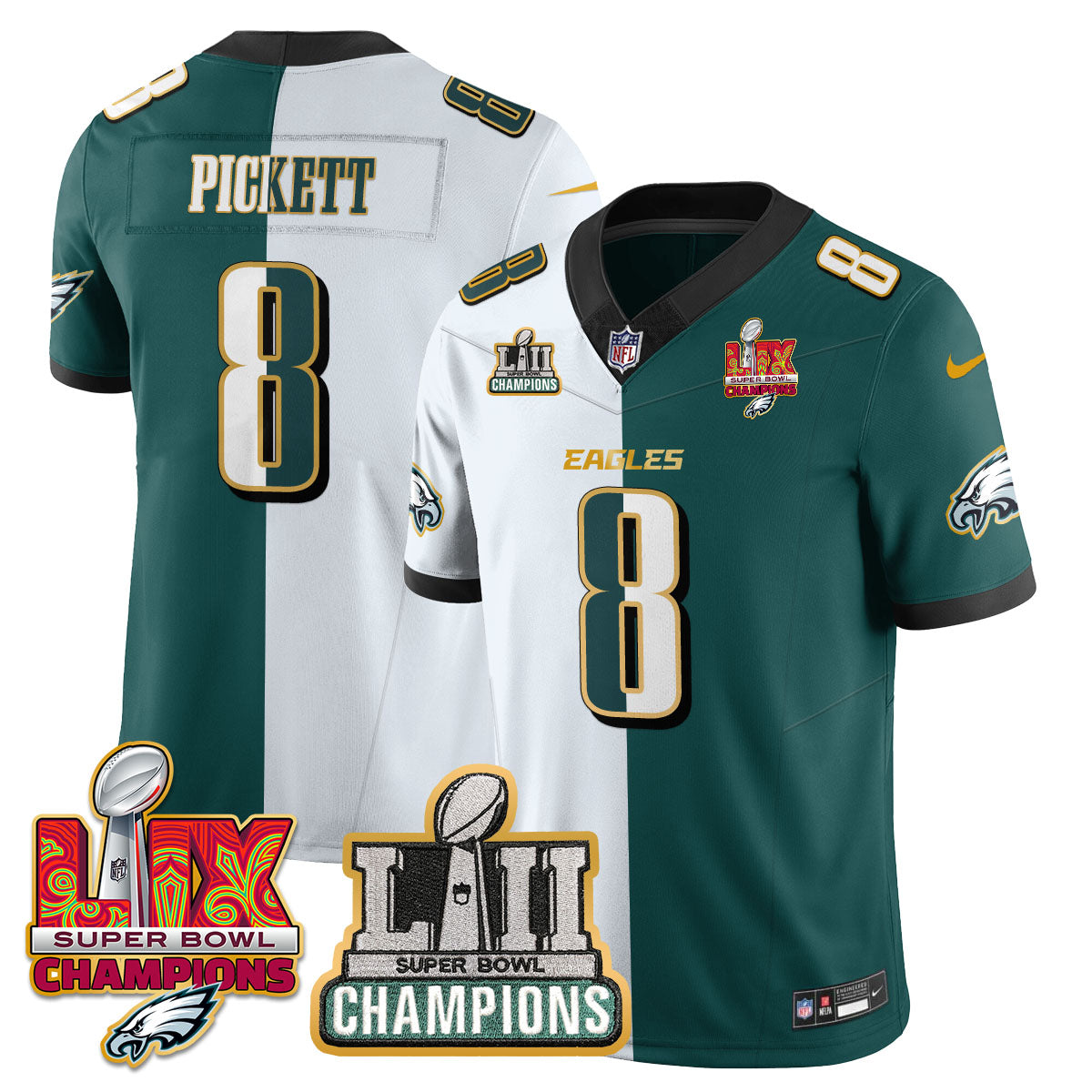 PHI LII-LIX Super Bowl Champions Vapor Limited Gold Jersey - All Stitched