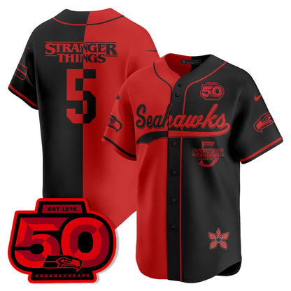Seattle Seahawks Stranger Things Vapor Limited Baseball Jersey - All Stitched