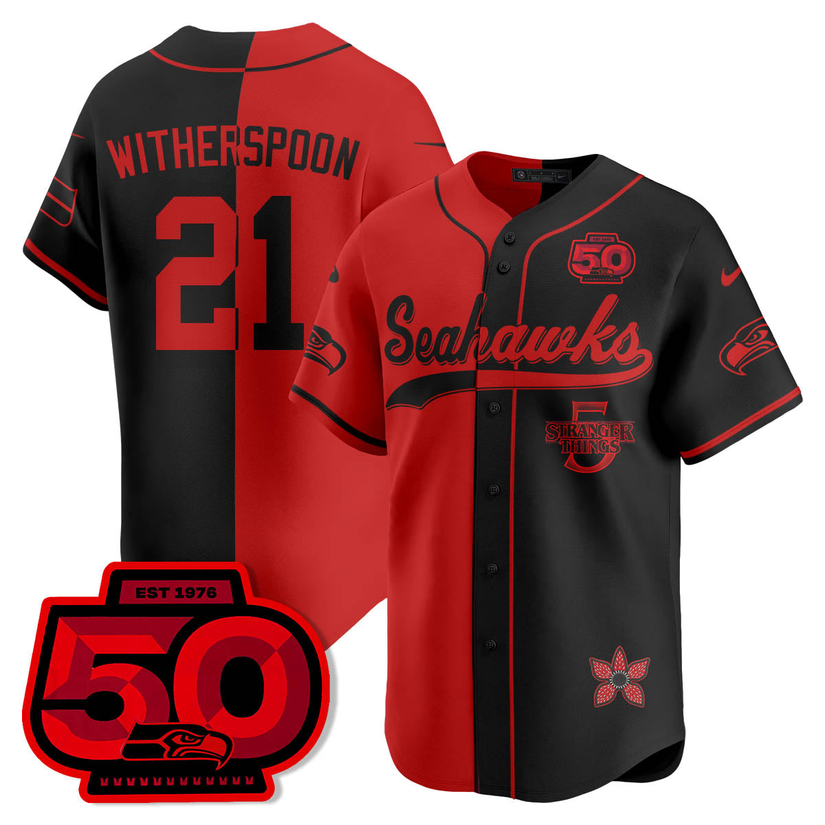 Seattle Seahawks Stranger Things Vapor Limited Baseball Jersey - All Stitched