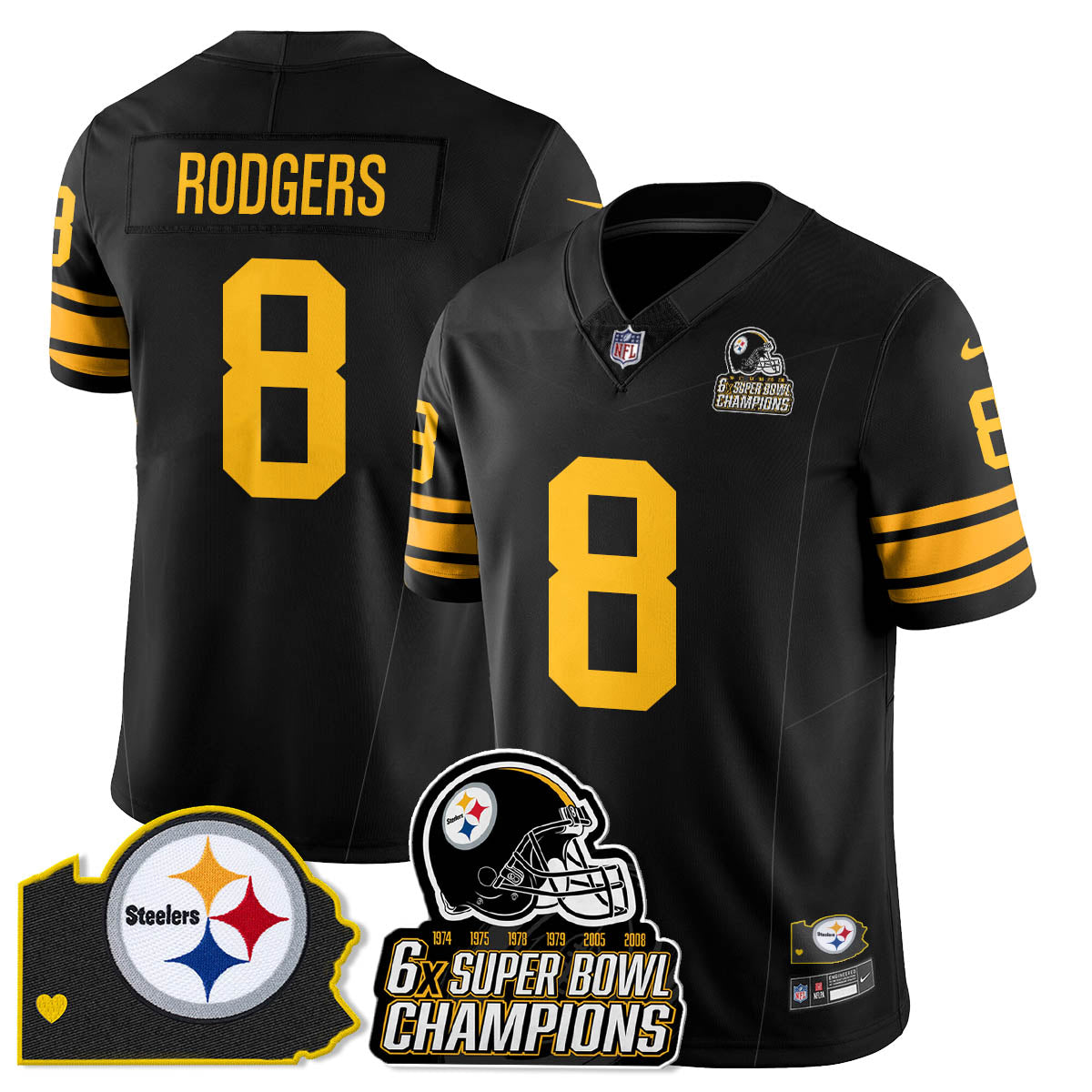 PIT 6-Time Champions Patch Vapor Limited Jersey - All Stitched