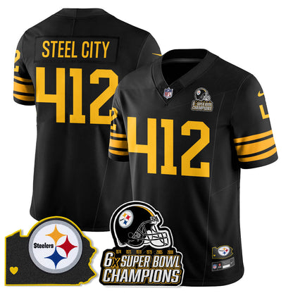 PIT 6-Time Champions Patch Vapor Limited Jersey - All Stitched