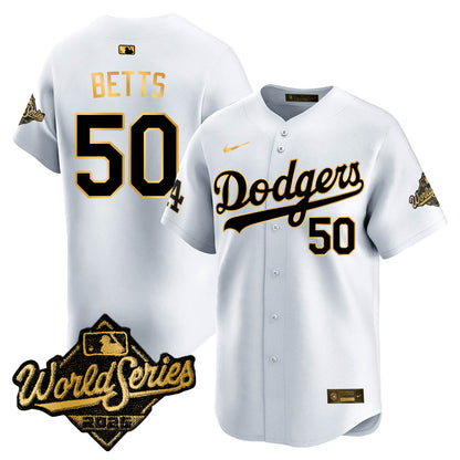 Los Angeles Dodgers 2025 World Series Gold Jersey - All Stitched