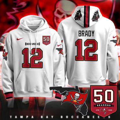 Tampa Bay Buccaneers Creamsicle Throwback Hoodie - 50th Season Patch - All Stitched