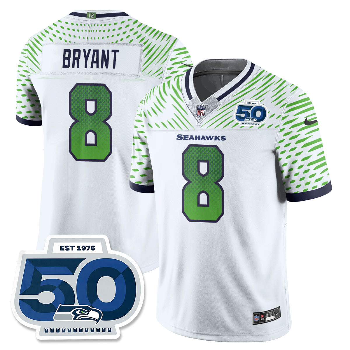 Seattle Seahawks 2025 "Rivalries" 50th Season Patch Vapor Limited Jersey - All Stitched