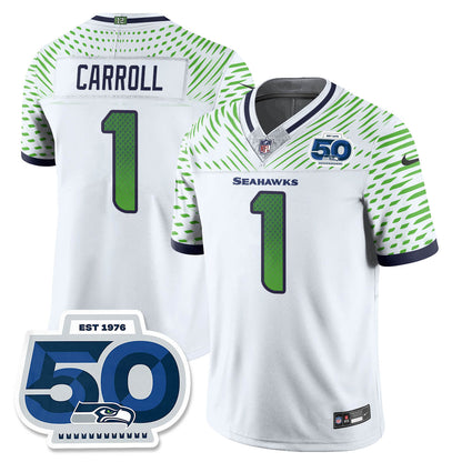 Seattle Seahawks 2025 "Rivalries" 50th Season Patch Vapor Limited Jersey - All Stitched