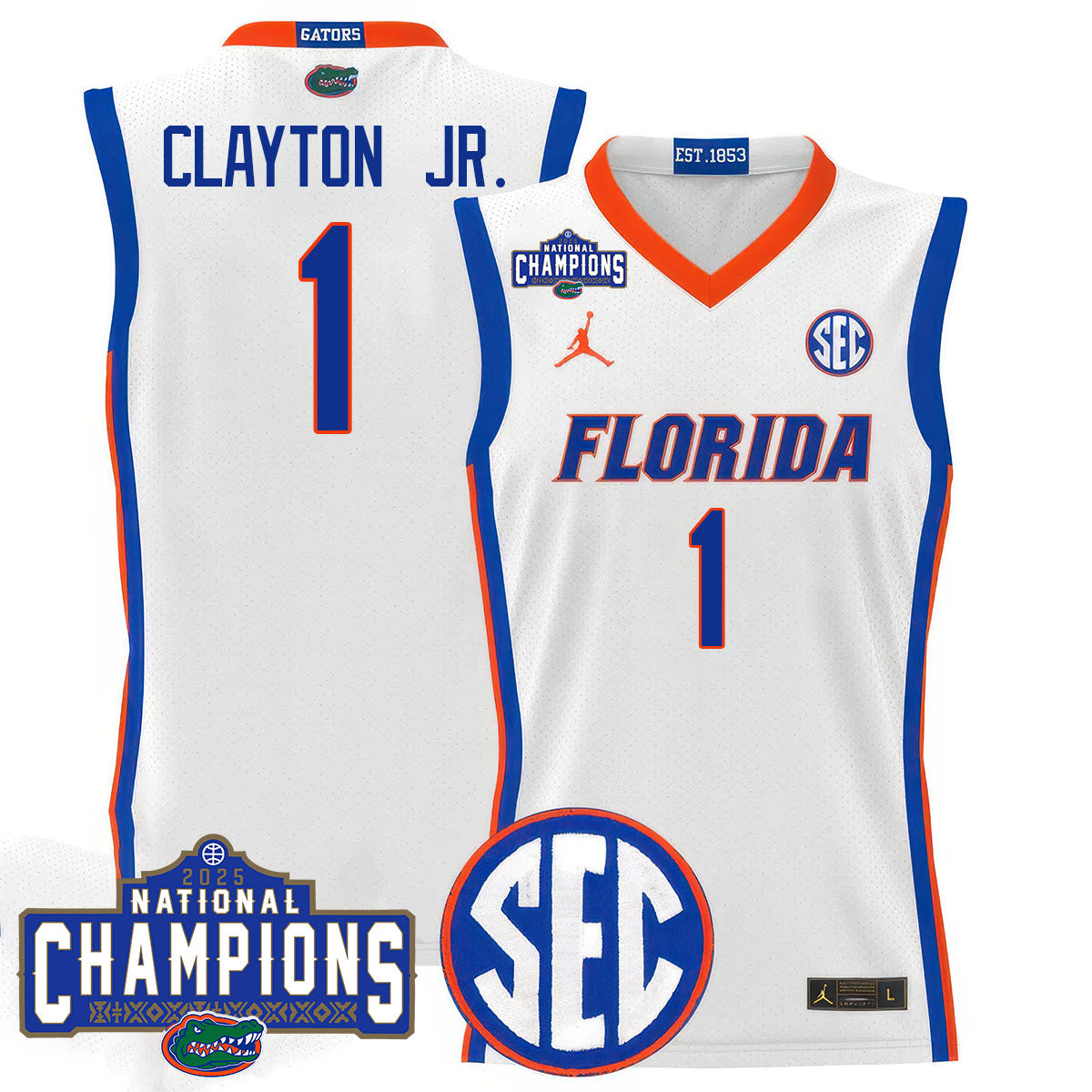 Florida Gators 2025 National Champions Basketball Jersey - All Stitched