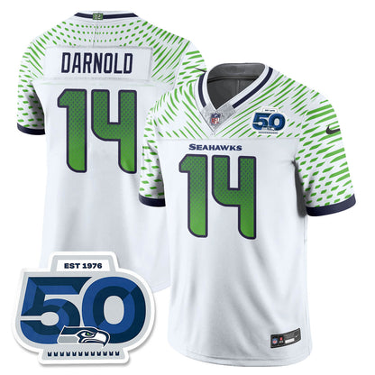 Seattle Seahawks 2025 "Rivalries" 50th Season Patch Vapor Limited Jersey - All Stitched