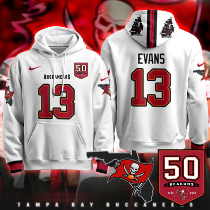 Tampa Bay Buccaneers Creamsicle Throwback Hoodie - 50th Season Patch - All Stitched
