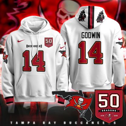 Tampa Bay Buccaneers Creamsicle Throwback Hoodie - 50th Season Patch - All Stitched
