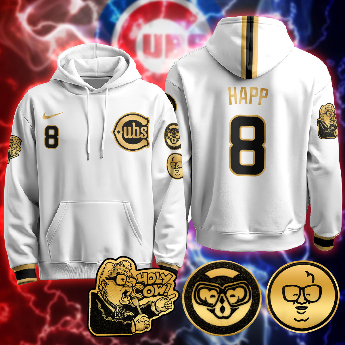 Chicago Cubs Limited Hoodie - Harry Caray "Holy Cow" Patch - All Stitched