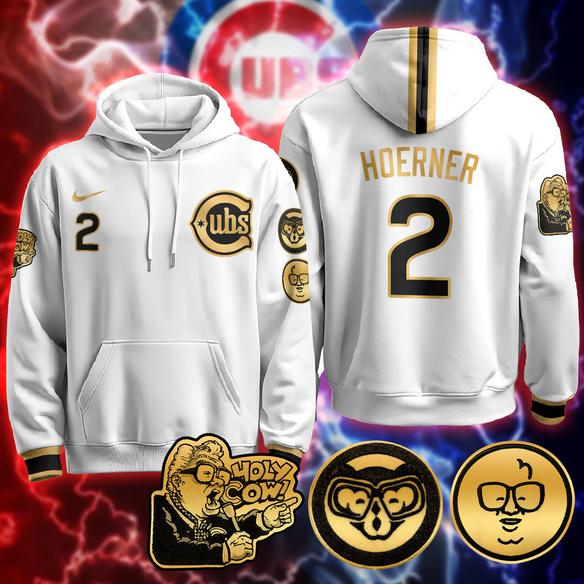 Chicago Cubs Limited Hoodie - Harry Caray "Holy Cow" Patch - All Stitched