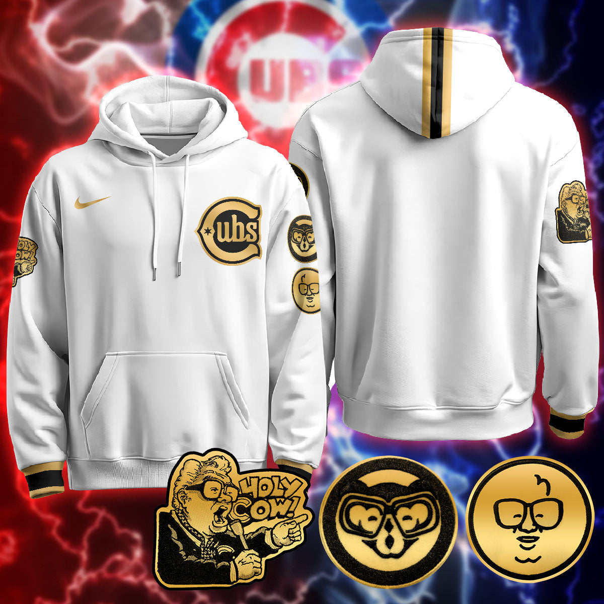 Chicago Cubs Limited Hoodie - Harry Caray "Holy Cow" Patch - All Stitched