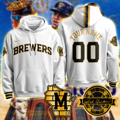 Milwaukee Brewers 2025 Custom Hoodie - Bob Uecker Patch - All Stitched