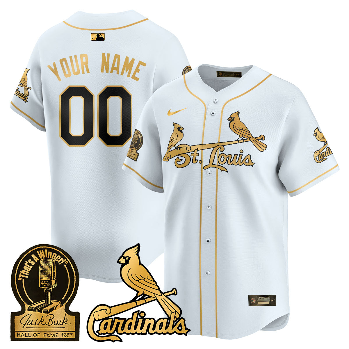 St. Louis Cardinals Jack Buck Limited Custom Jersey - All Stitched