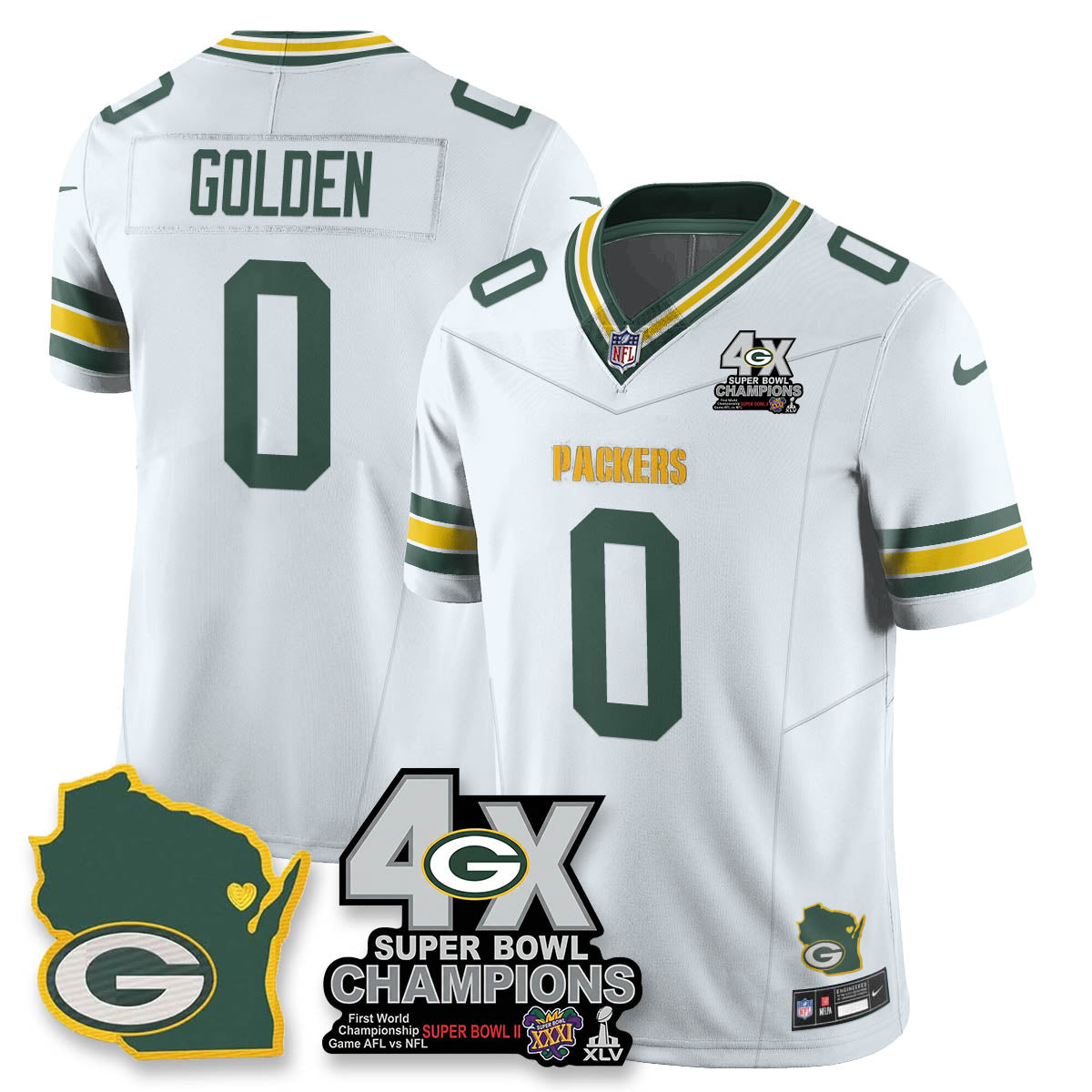 GB 4-Time Champions Patch Vapor Limited Jersey - All Stitched
