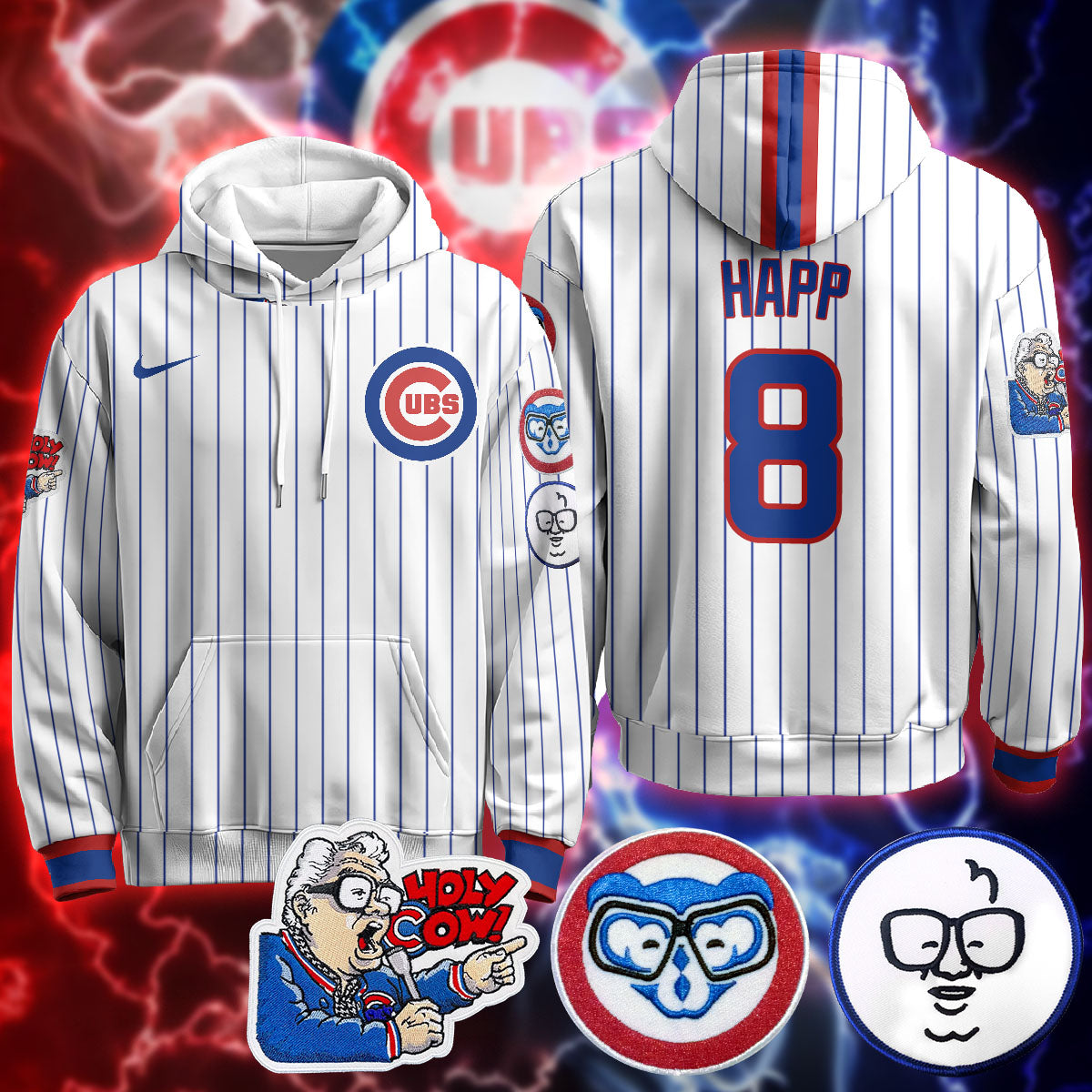 Chicago Cubs Limited Hoodie - Harry Caray "Holy Cow" Patch - All Stitched