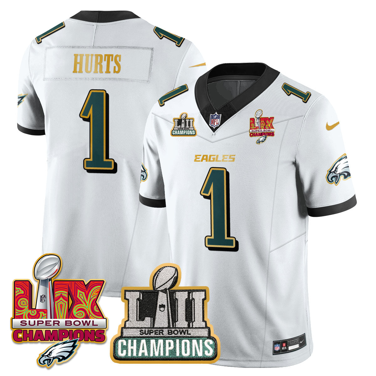 PHI LII-LIX Super Bowl Champions Vapor Limited Gold Jersey - All Stitched