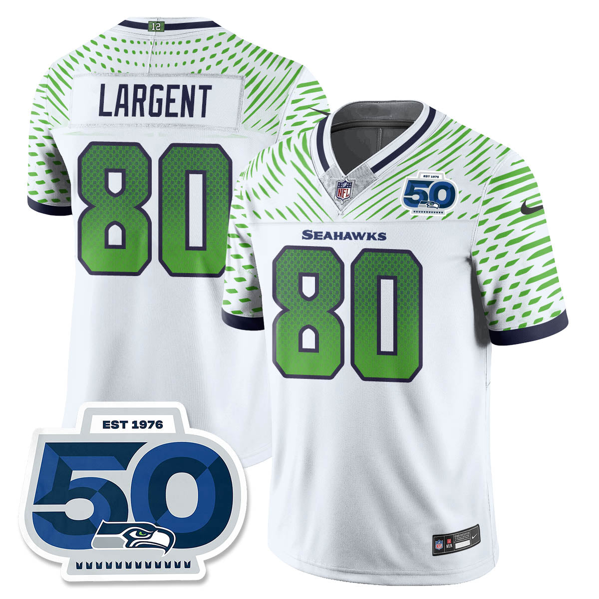 Seattle Seahawks 2025 "Rivalries" 50th Season Patch Vapor Limited Jersey - All Stitched