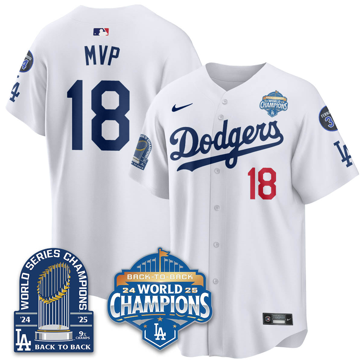 LAD 2025 World Series Champions Jersey - 9x Champs - All Stitched