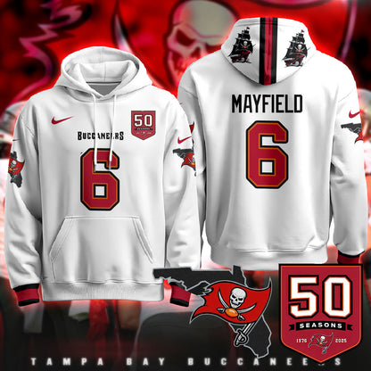 Tampa Bay Buccaneers Creamsicle Throwback Hoodie - 50th Season Patch - All Stitched