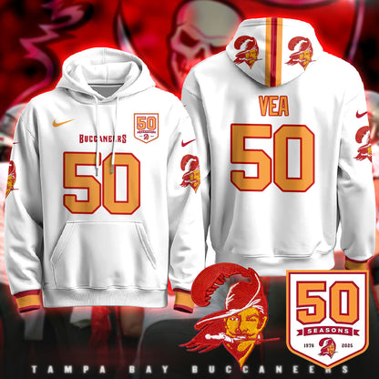 Tampa Bay Buccaneers Creamsicle Throwback Hoodie - 50th Season Patch - All Stitched