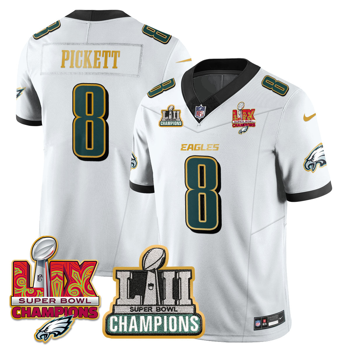 PHI LII-LIX Super Bowl Champions Vapor Limited Gold Jersey - All Stitched