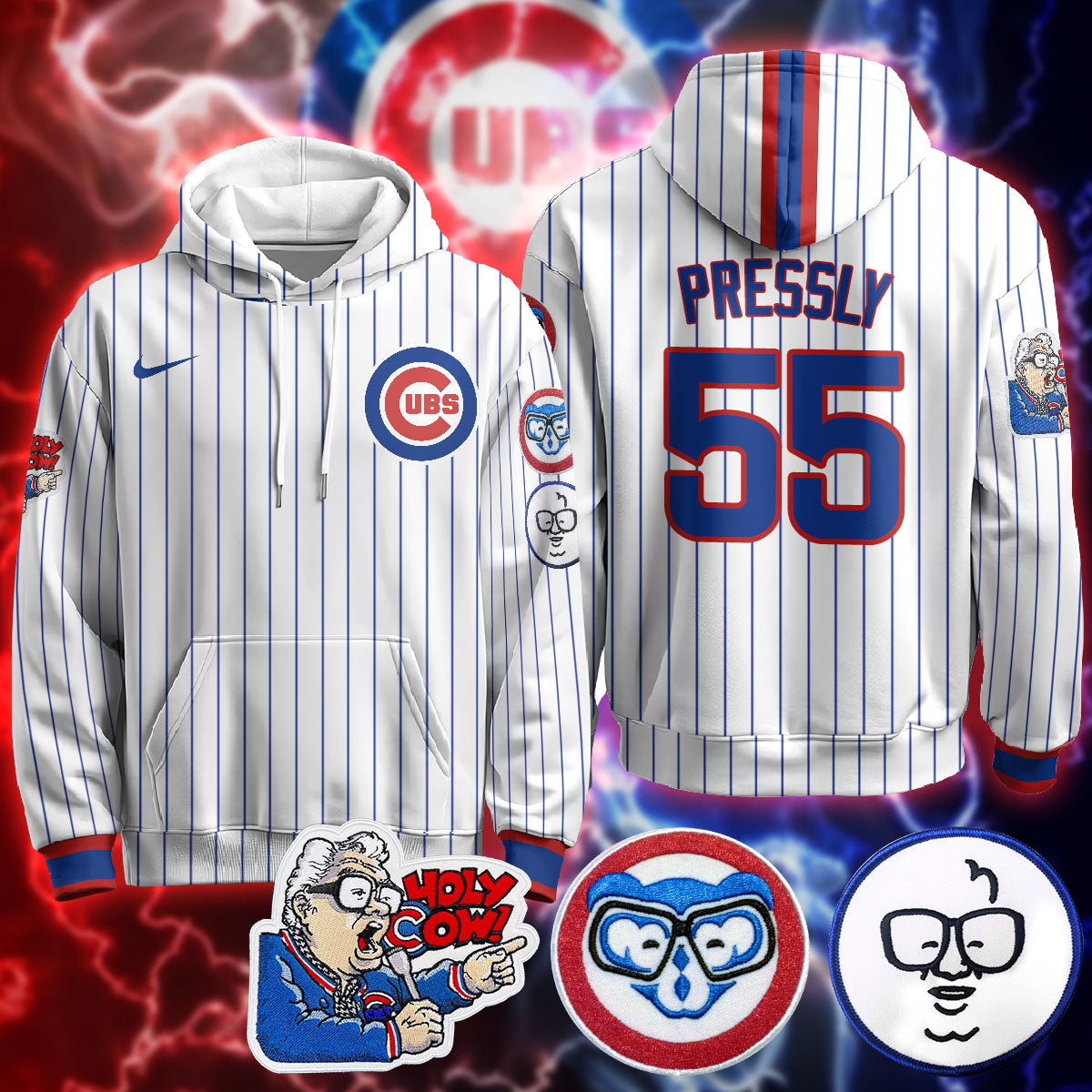 Chicago Cubs Limited Hoodie - Harry Caray "Holy Cow" Patch - All Stitched