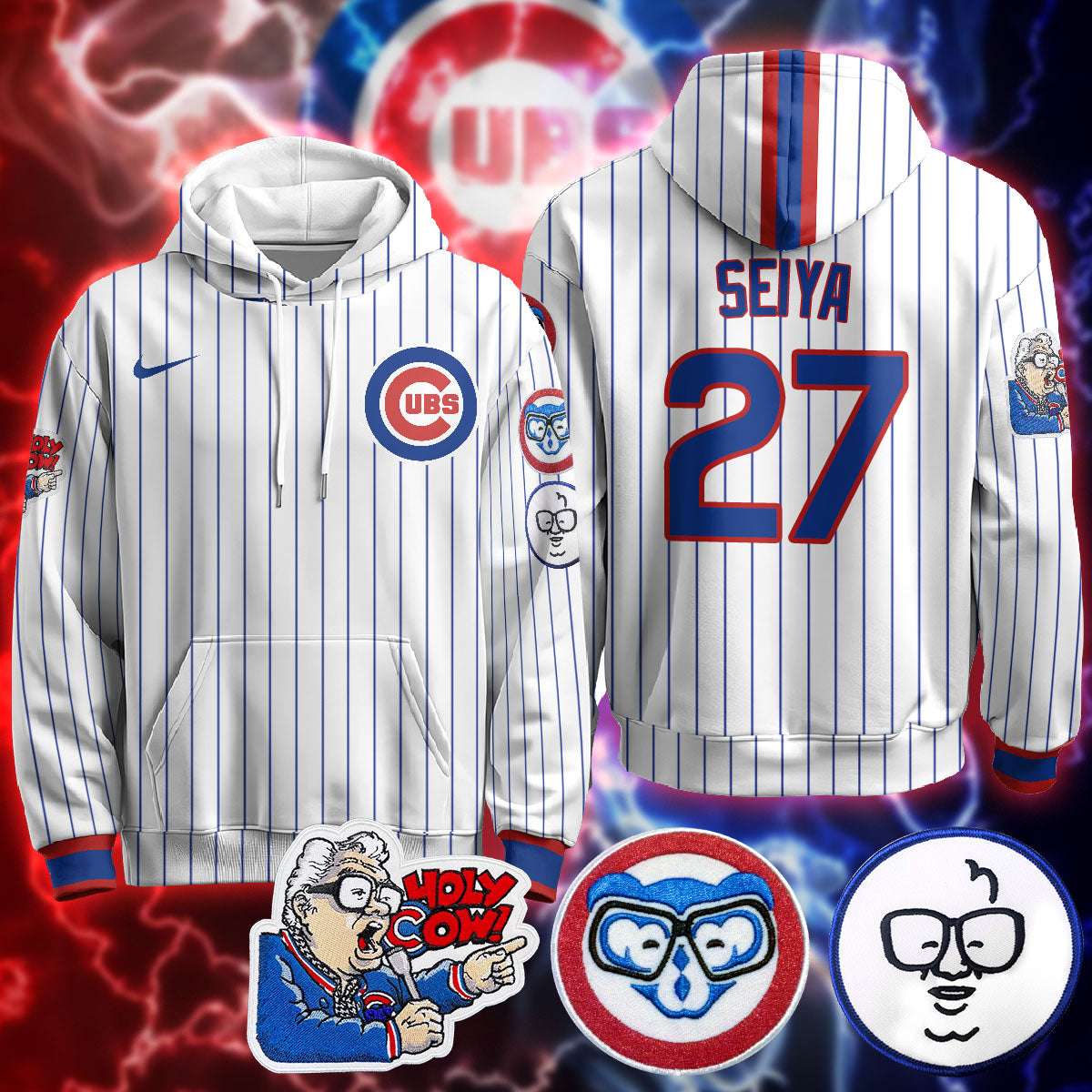 Chicago Cubs Limited Hoodie - Harry Caray "Holy Cow" Patch - All Stitched