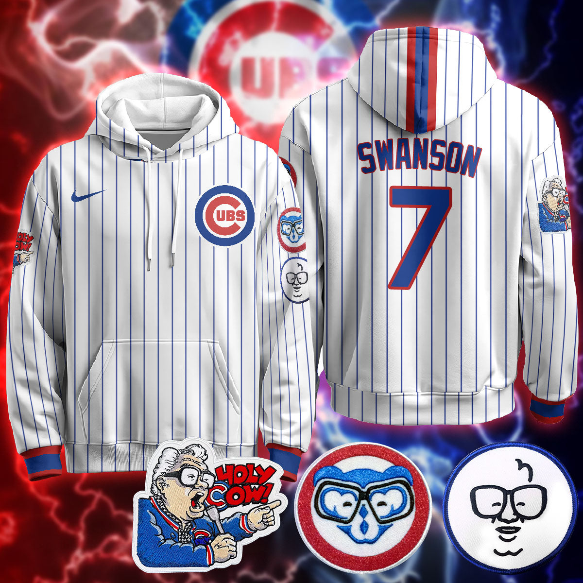 Chicago Cubs Limited Hoodie - Harry Caray "Holy Cow" Patch - All Stitched