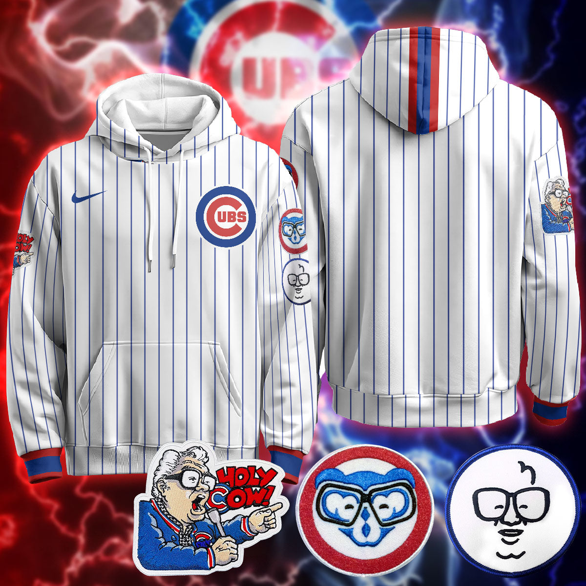 Chicago Cubs Limited Hoodie - Harry Caray "Holy Cow" Patch - All Stitched