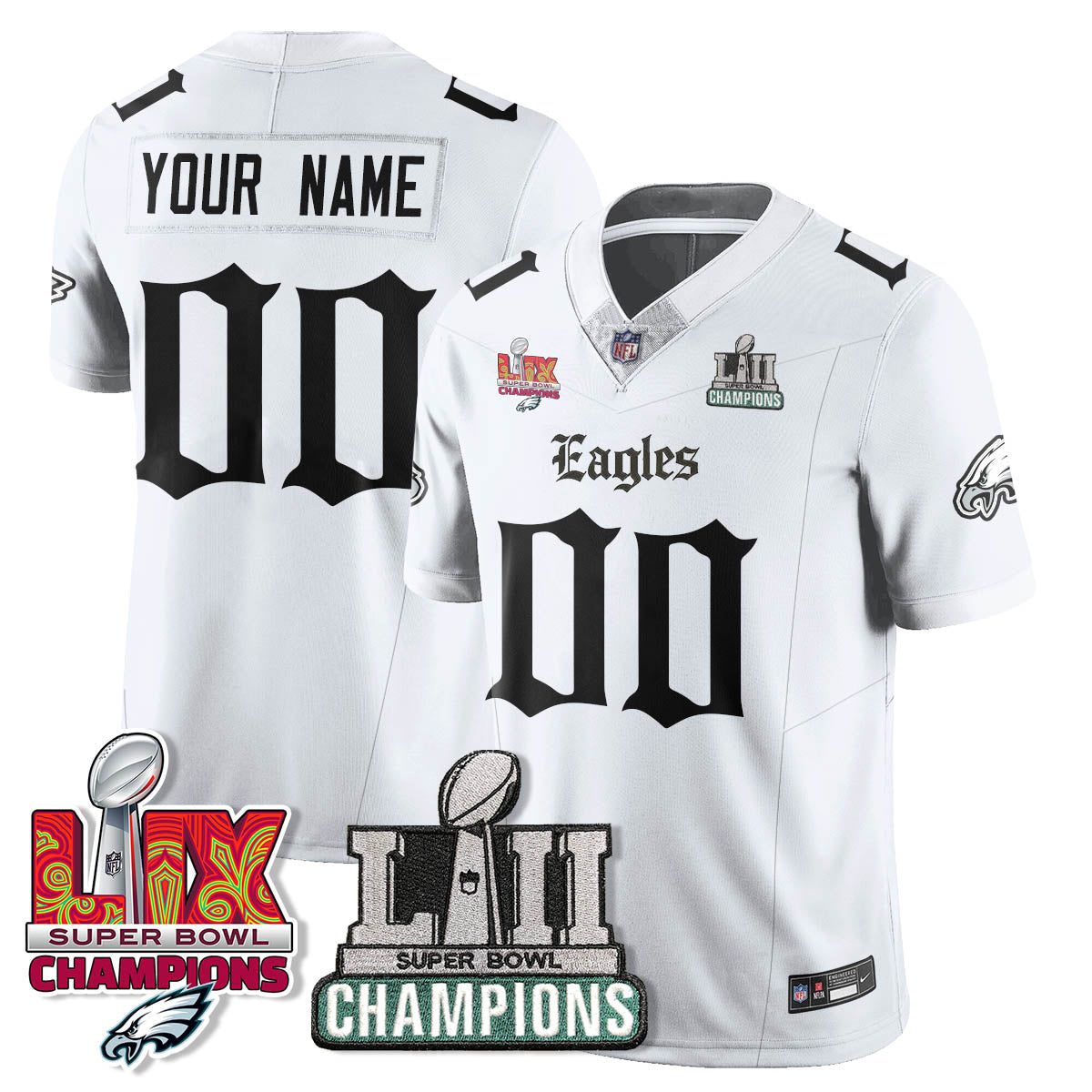 PHI 'Gothic Philly' LII-LIX Super Bowl Champions Vapor Limited Jersey - All Stitched