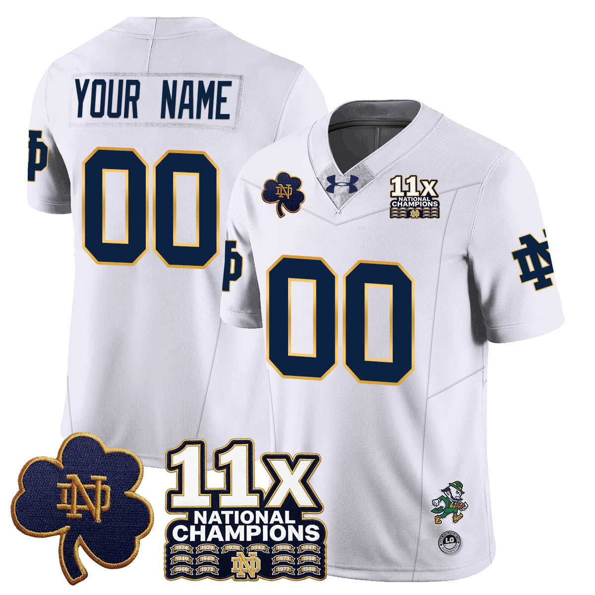Custom ND 11x-Time National Champions Vapor Limited Jersey - All Stitched