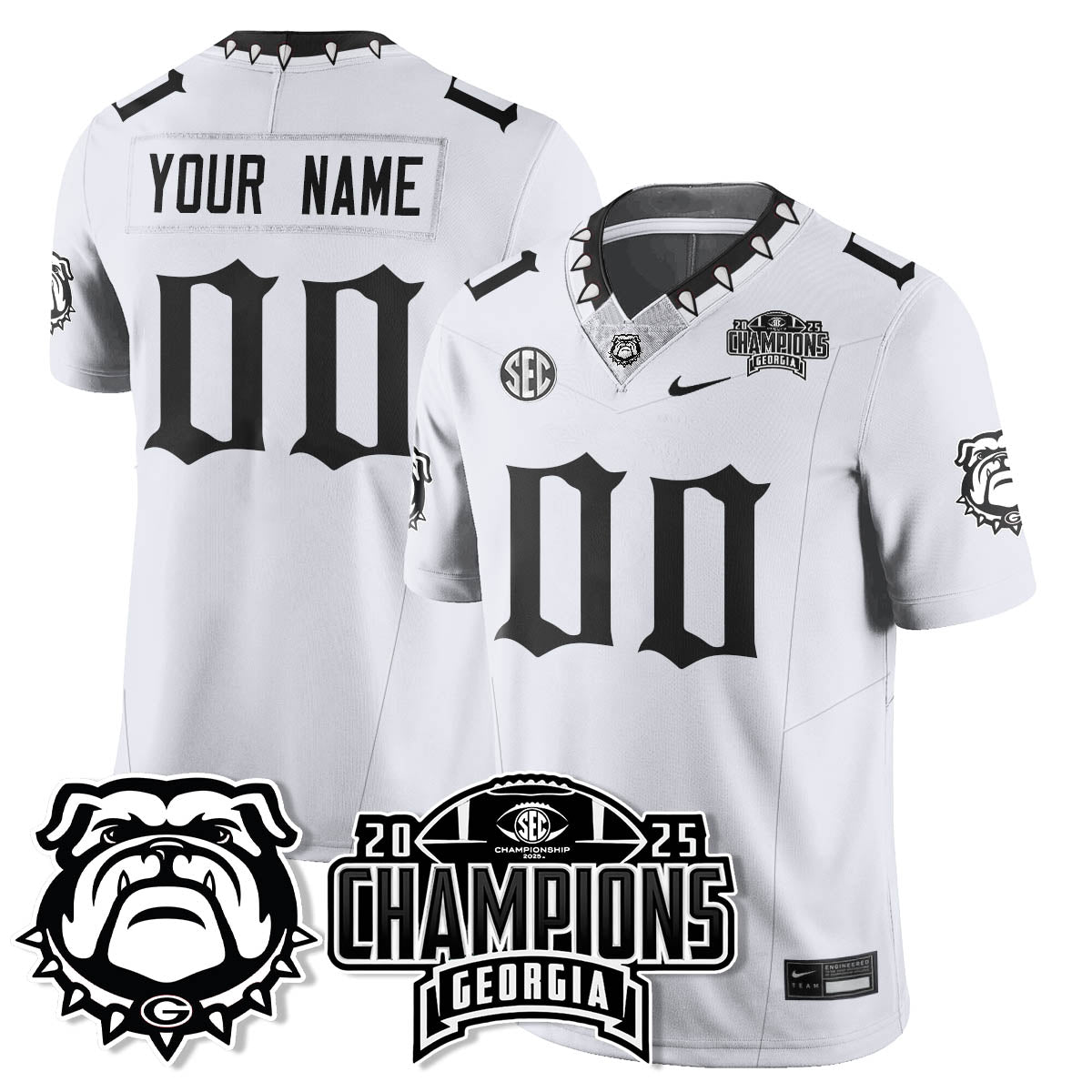 UGA Gothic Vapor Limited Custom Jersey - SEC Football Champions - All Stitched