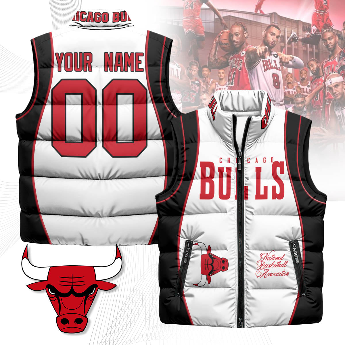 Chicago Bulls Unisex Custom Puffer Vest