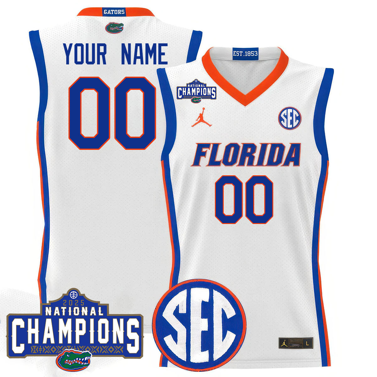 Florida Gators 2025 National Champions Basketball Custom Jersey - All Stitched