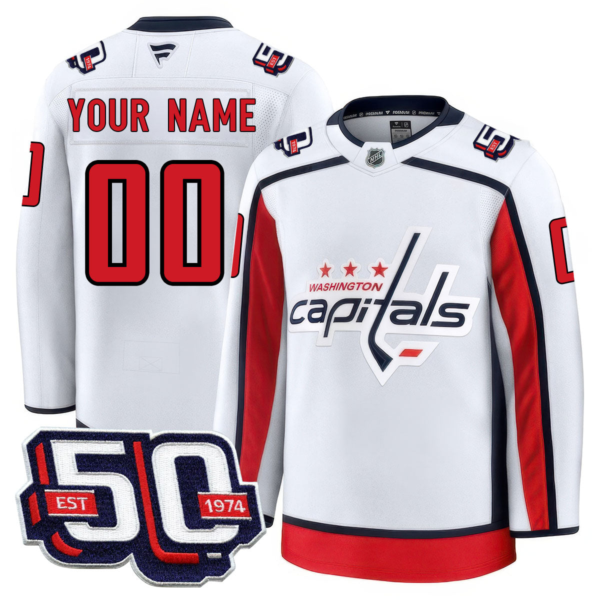 Washington Capitals 50th Anniversary Premium Custom Jersey - All Stitched