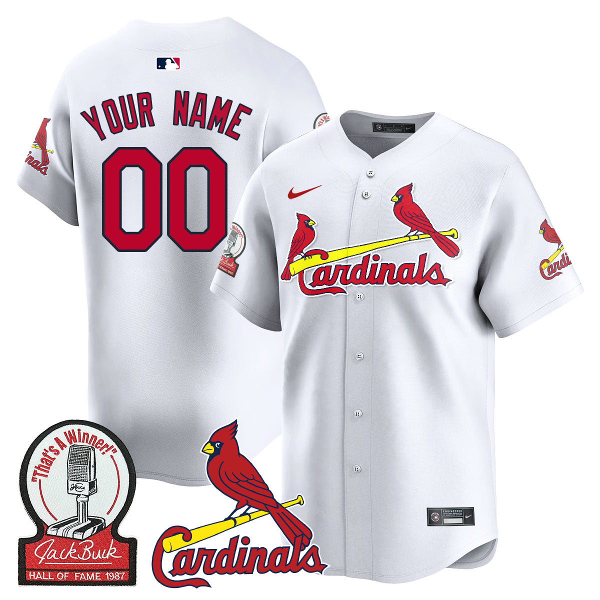 St. Louis Cardinals Jack Buck Limited Custom Jersey - All Stitched
