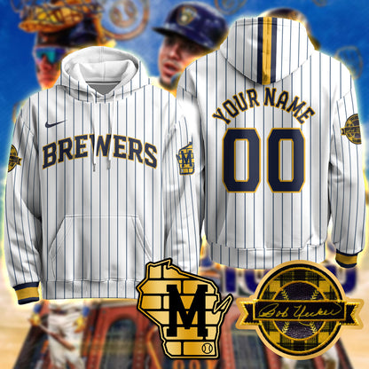 Milwaukee Brewers 2025 Custom Hoodie - Bob Uecker Patch - All Stitched
