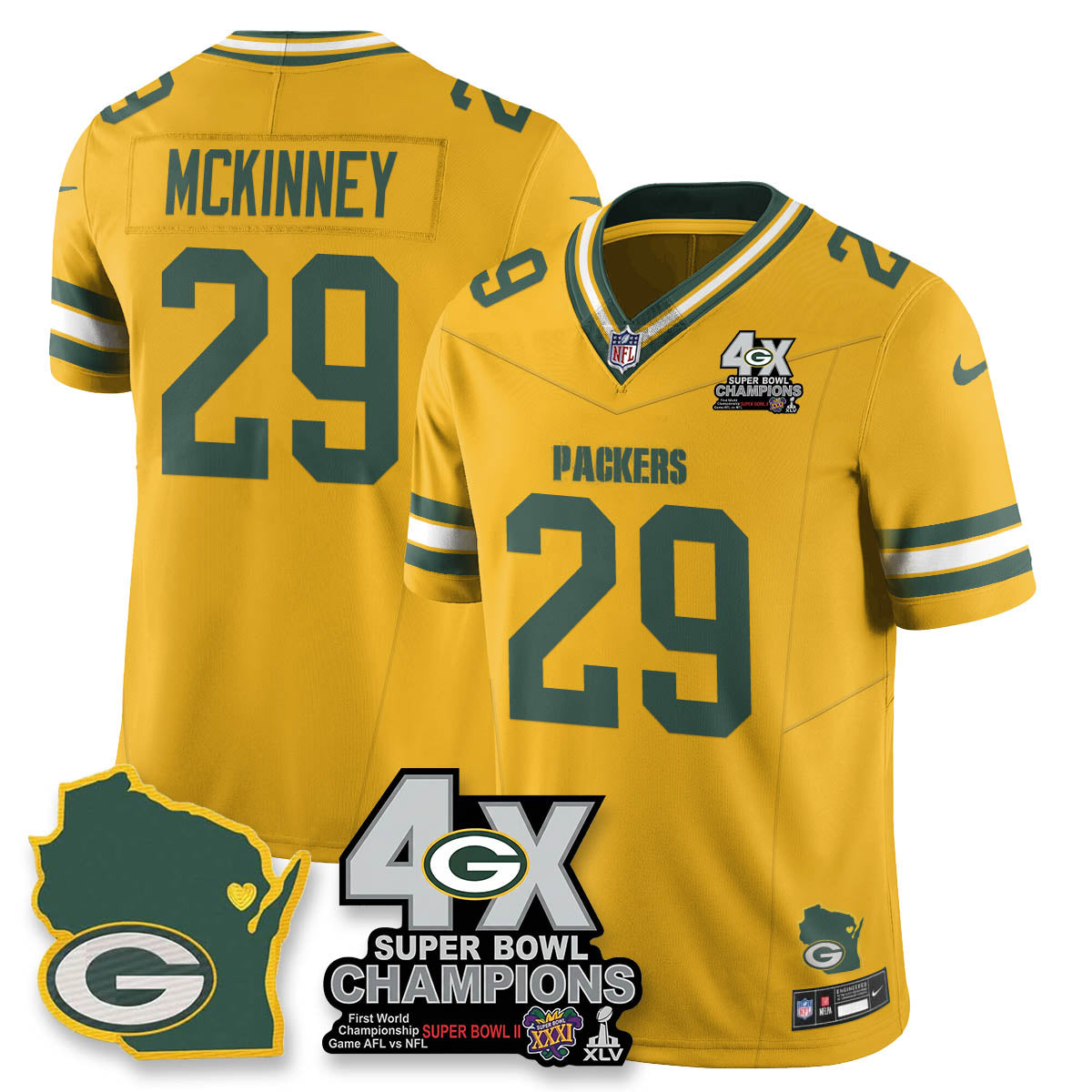 GB 4-Time Champions Patch Vapor Limited Jersey - All Stitched